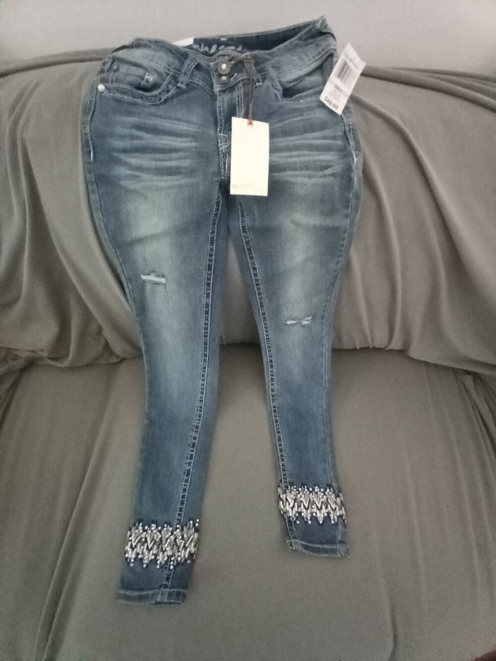 WallFlower Women's Juniors Luscious Curvy Bling Skinny Jeans in JoJo, 0 NWT